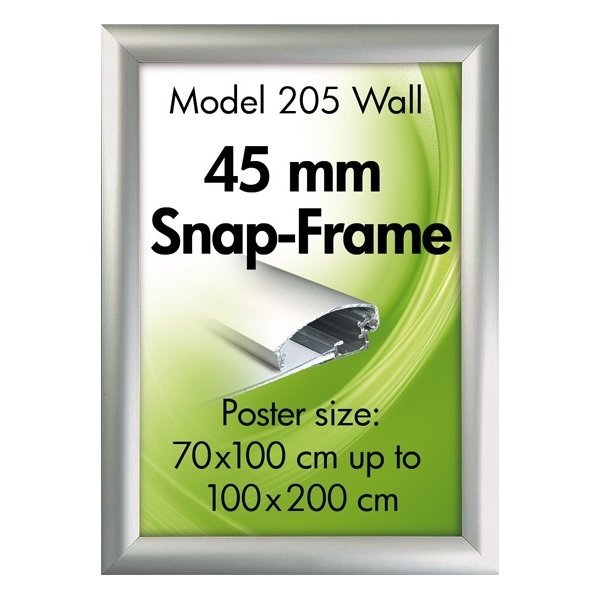 Alu Plakatramme, 45mm Snap-frame, 70x200, Sølv