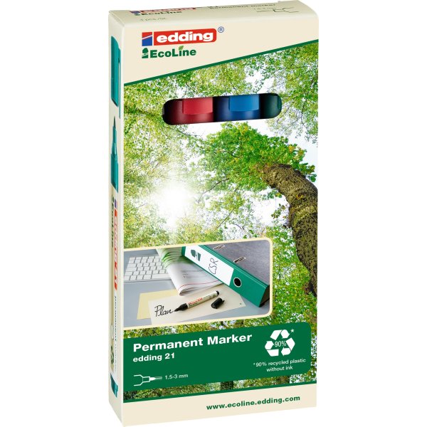 Edding 21 Ecoline Permanent Marker | 4 farver