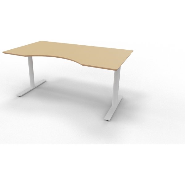 InLine hæve-/sænkebord, 160x90 cm, center, bøg/alu