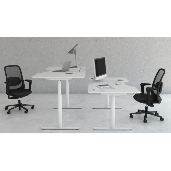 InLine hæve-/sænkebord, 120x80 cm, hvid/alu