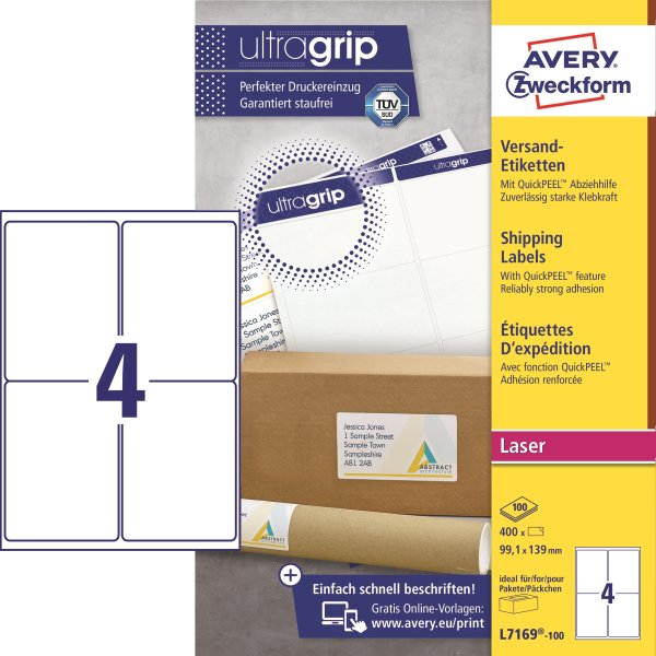 Avery L7169 Etiketter | 99,1x139 mm | 400 stk.
