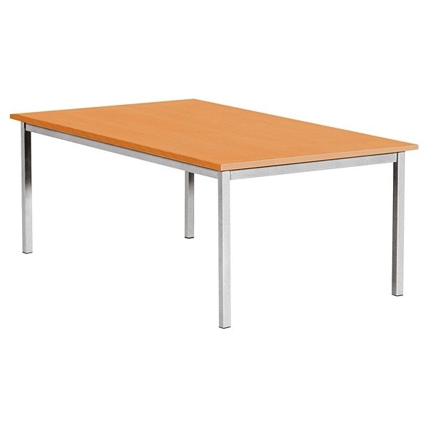 Kantinebord, 120x80 cm, bøg med alufarvet stel