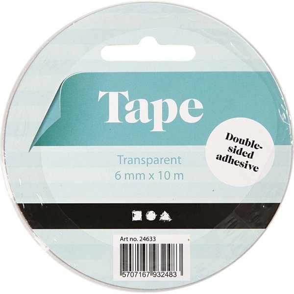 Dobbeltklæbende Tape, 6 mm x 10 m