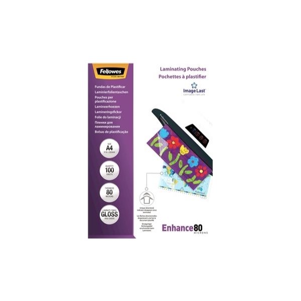Fellowes Enhance 80 mic A4 Lamineringslomme, gloss