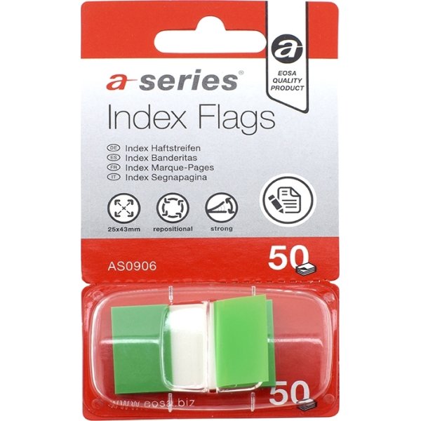 a-series Indexfaner Plast 12x44 mm, grøn