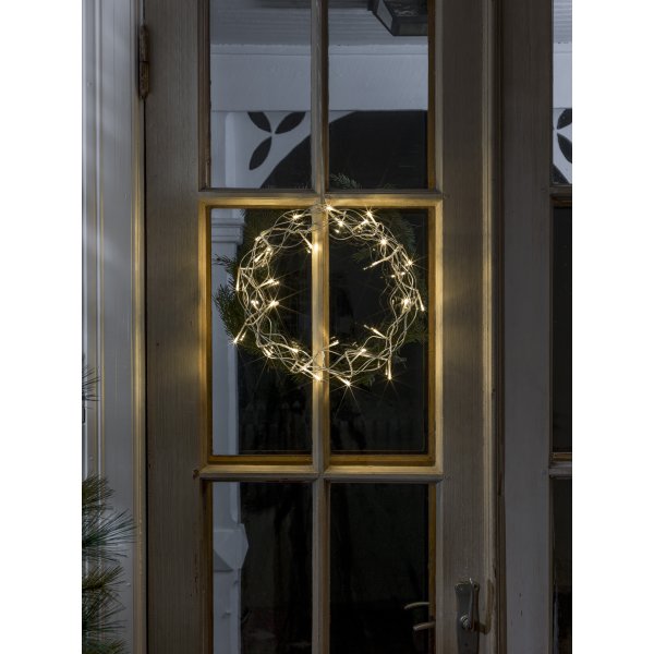 Lyskrans, 32 LED, Ø30 cm, Sølv