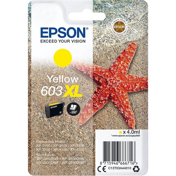 Epson 603XL blækpatron, gul, blister, 4ml