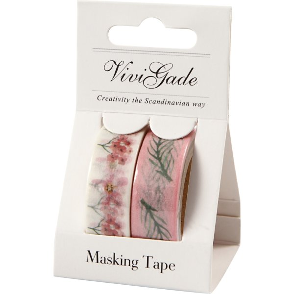 Vivi Gade Maskingtape, 15mm, 2 rl, blomster/blade
