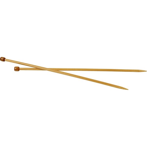 Strikkepinde, nr. 6,5, L: 35 cm, bambus