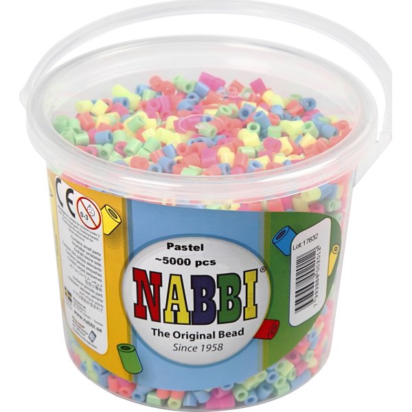 Nabbi Rørperler, 5000 stk, pastelfarver