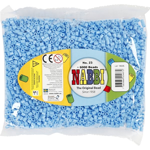 Nabbi Rørperler, 6000 stk, pastelblå (23)