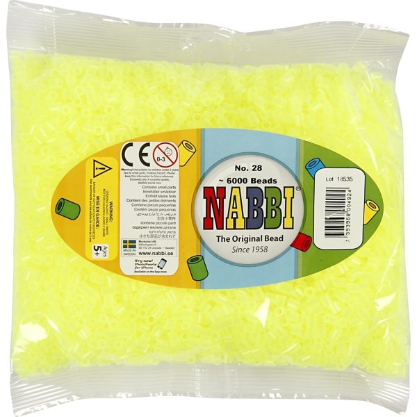 Nabbi Rørperler, 6000 stk, gul neon (28)