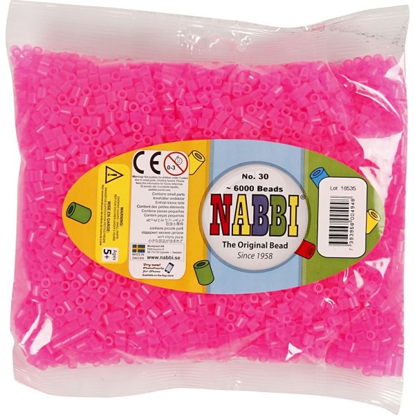 Nabbi Rørperler, 6000 stk, rosa neon (30)