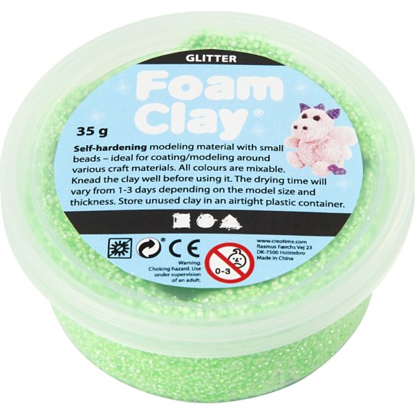 Foam Clay Modellervoks, 35 g, glitter, grøn