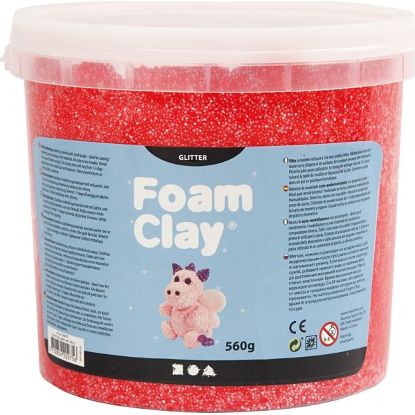 Foam Clay Modellermasse 560g Glitter Rød Lomax A/S