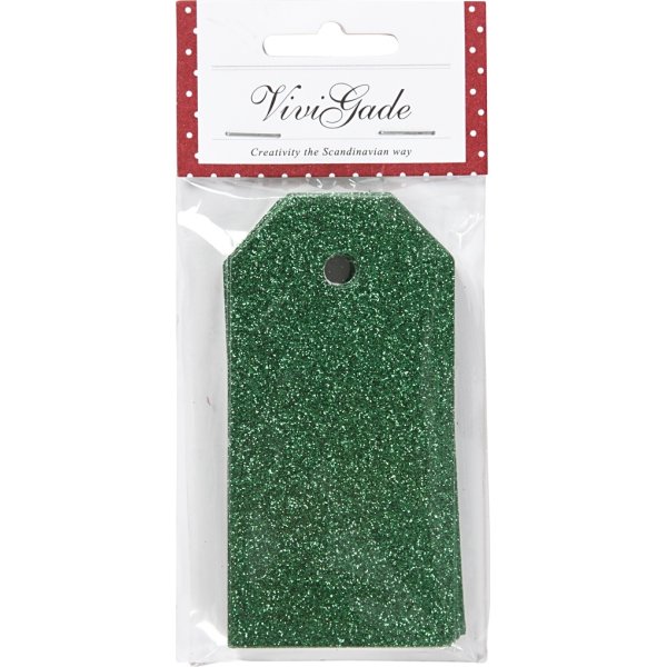 ViviGade Manillamærker 5x10cm, 15stk, glitter grøn