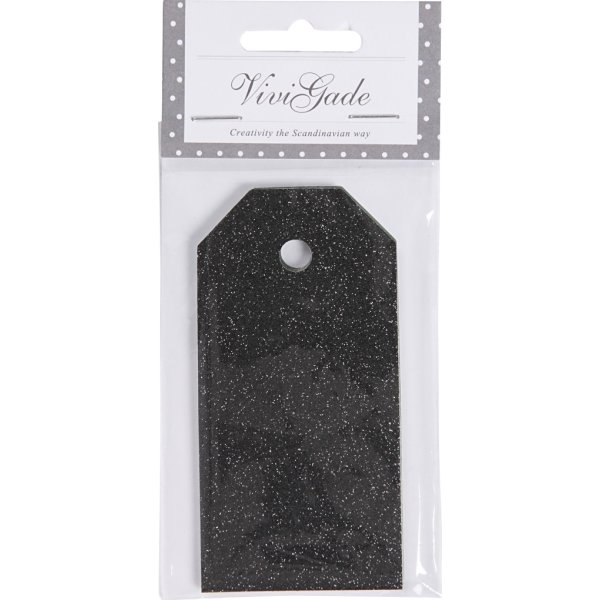 ViviGade Manillamærker 5x10cm, 15stk, glitter sort