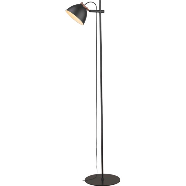 forskellige lounge let Århus gulvlampe med 1 arm, Ø 18 cm, Sort/træ - Fri Fragt | Lomax A/S