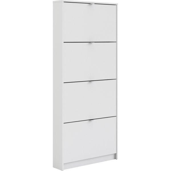 Coreline Skoskab m. 4 klaplåger og 4 rum, hvid