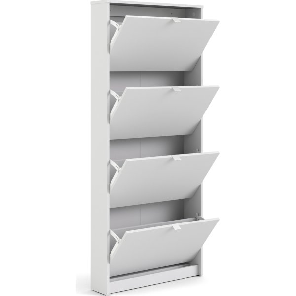 Coreline Skoskab m. 4 klaplåger og 4 rum, hvid