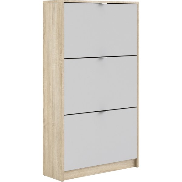 Coreline Skoskab m 3 klaplåger og 6 rum, eg/hvid