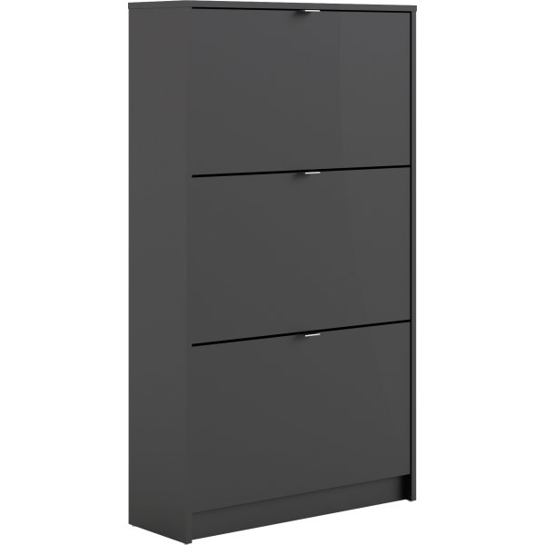 Coreline Skoskab m. 3 klaplåger og 6 rum, sort