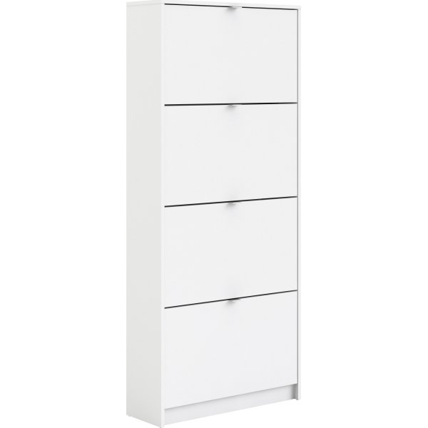 Coreline Skoskab m. 4 klaplåger og 8 rum, hvid