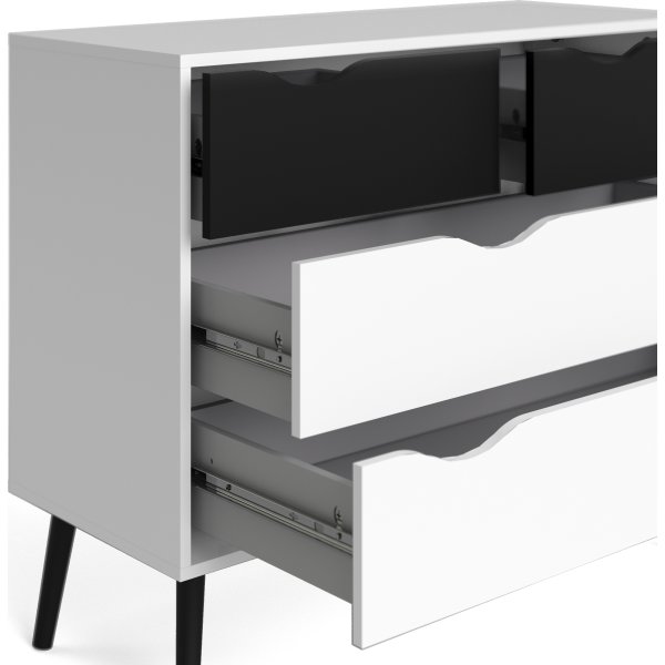 BudgetLine Kommode m. 4 skuffer, hvid/sort
