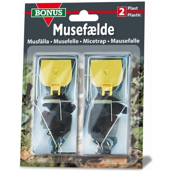 BONUS Musesmækfælde i plast, dyreetisk, 2 stk