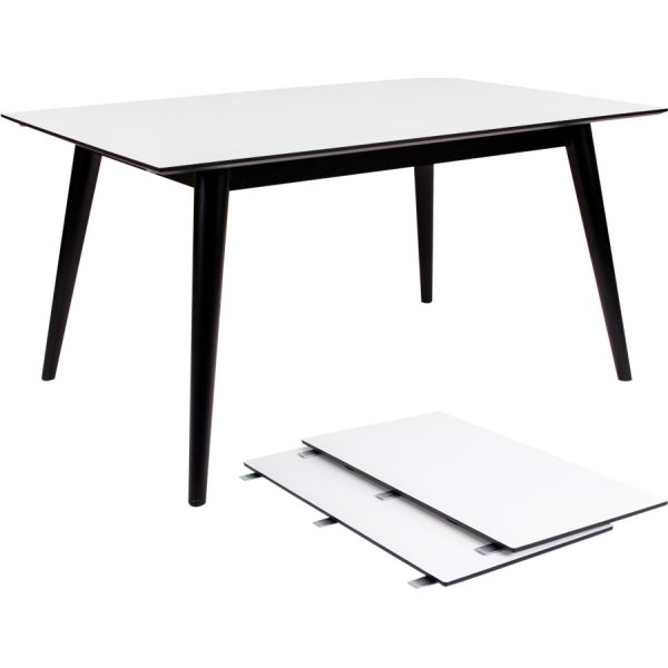 Copenhagen Spisebord, L: 150/230 cm, hvid/sort