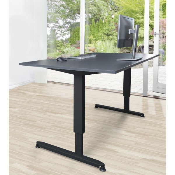 Stay hæve-/sænkebord, 180x90 cm, grå/sort