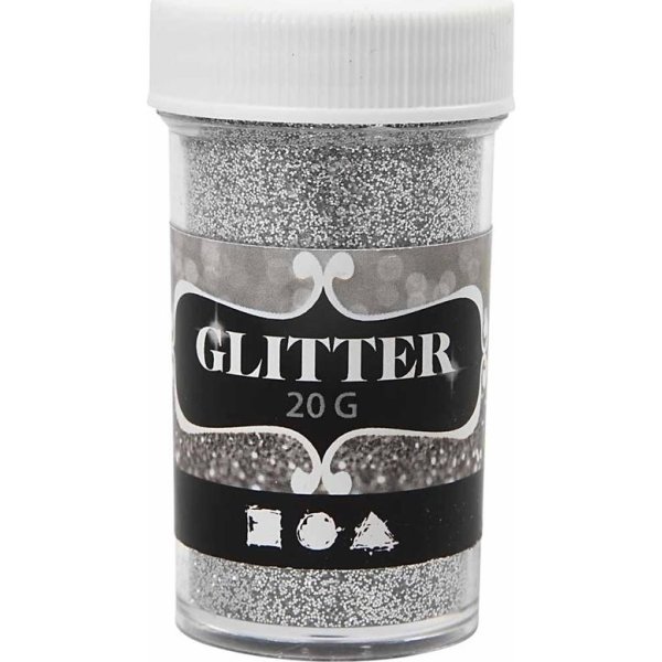 Glitterdrys, sølv, 20 g