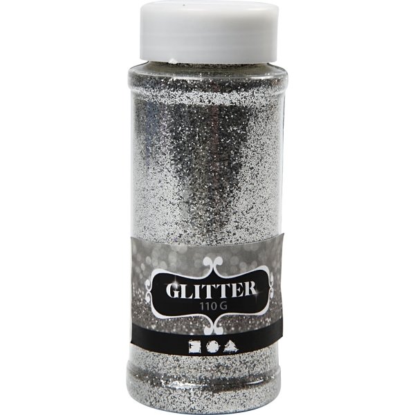 Glitterdrys, sølv, 110 g