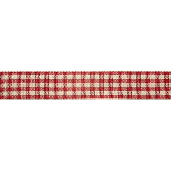 Dekorationsbånd | Ternet | 20mm x 25m | Rød/hvid