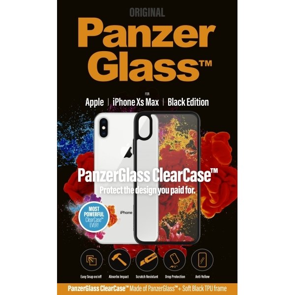 Panzerglass ClearCase sort cover til iPhone Xs Max