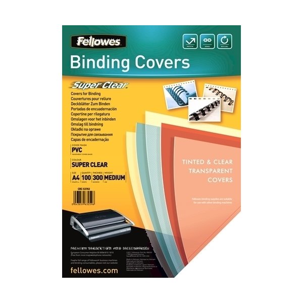 Fellowes Binding Covers A4, super clean, 300 my