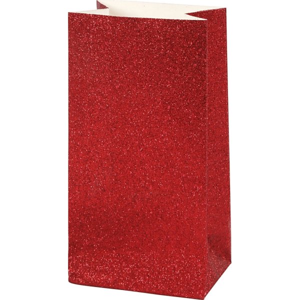 Vivi Gade Gavepose 9x6x17 cm, rød glitter, 8 stk