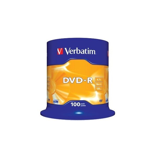 Verbatim DVD-R 16x 4,7GB spindel, 100 stk