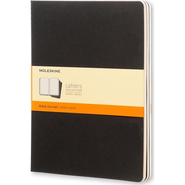 Moleskine Cahier Notesbog | XL | Linj. | Sort