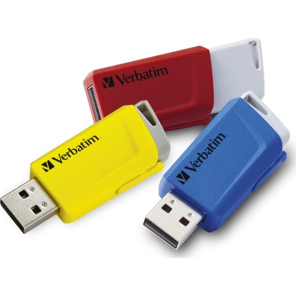 Verbatim Store 'n' Click 16GB USB, rød/blå/gul