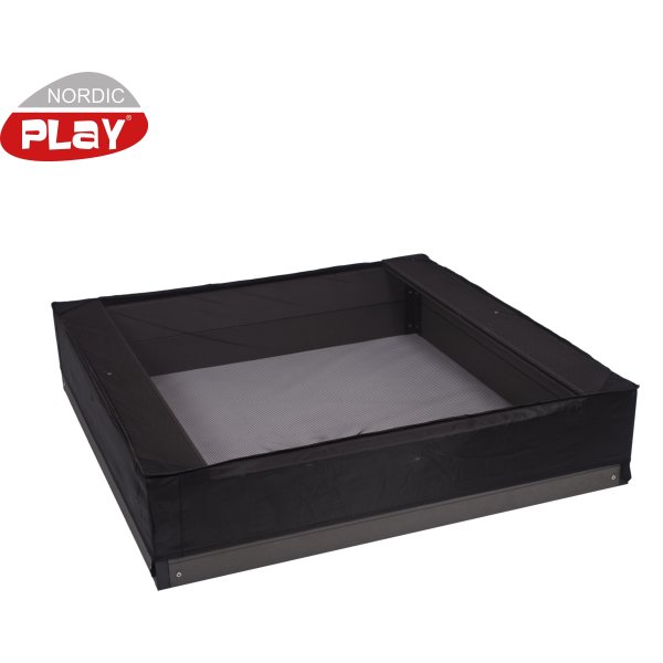 NORDIC PLAY Sandkassenet 120 x 120 x 20 cm, sort