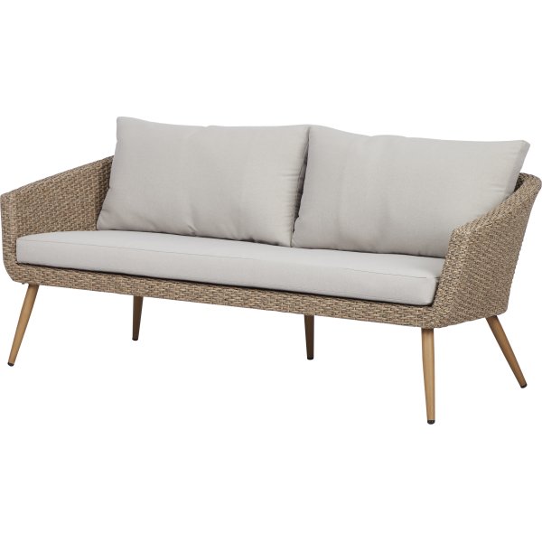 Sofa 3 personer inkl. hynder, Rattan, Natur/Beige