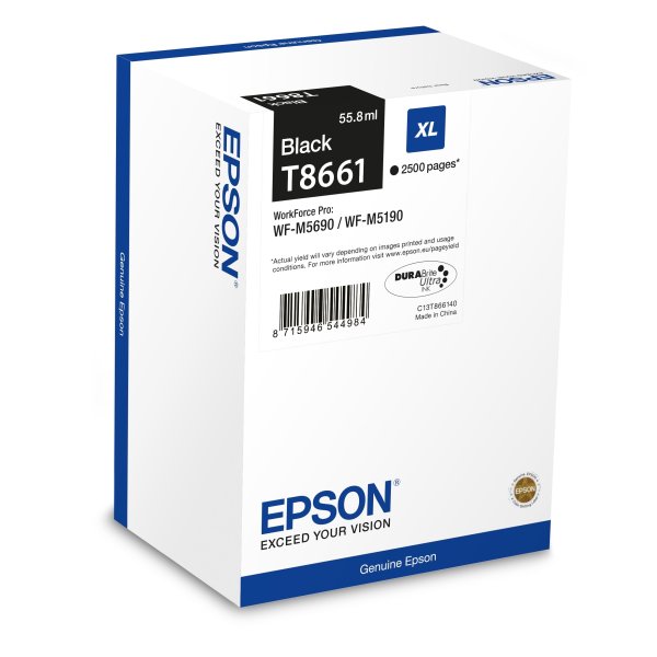 Epson T8661 XL blækpatron, sort
