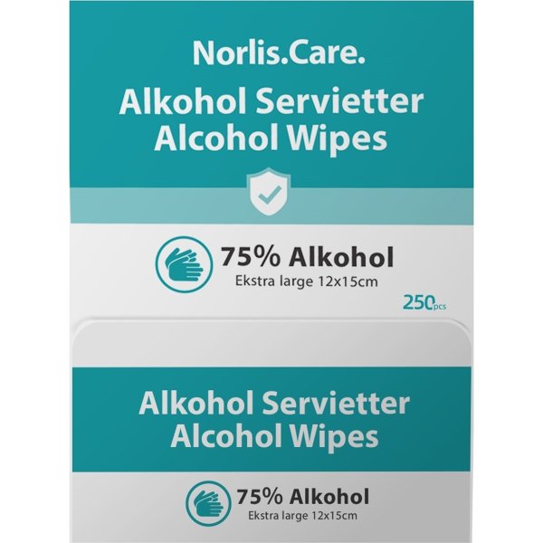 Norlis Care Hånddesinfektion 75% | Wipes | 250 stk
