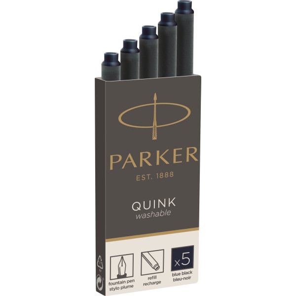 Parker Quink Refill | Fyldepen | Blåsort | 5 stk.
