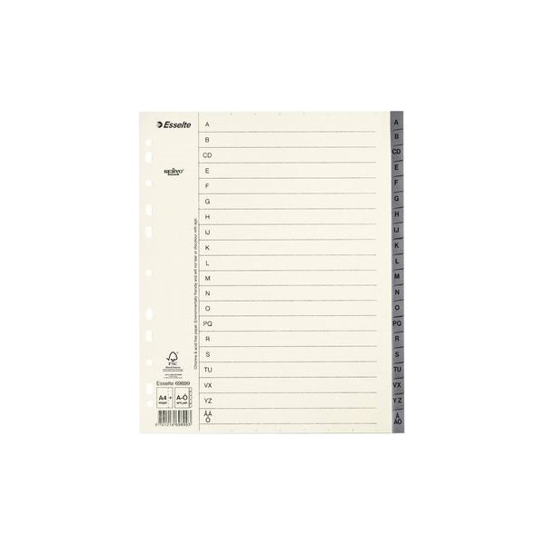 Pappregister System Servo A4+ A-Ö grå