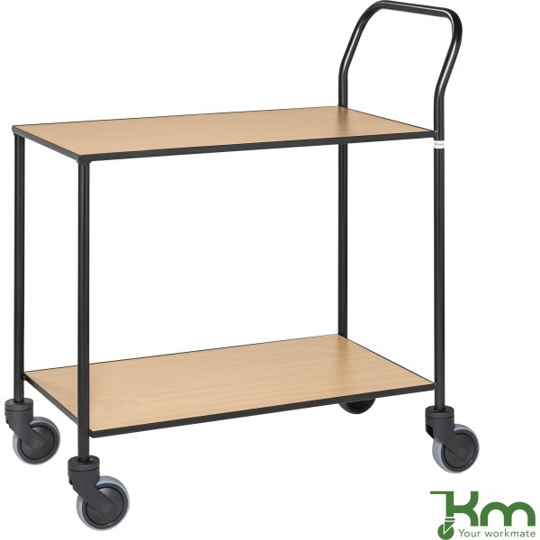 Rullebord - 2 hylder, 840x430x970, Sort/Bøg