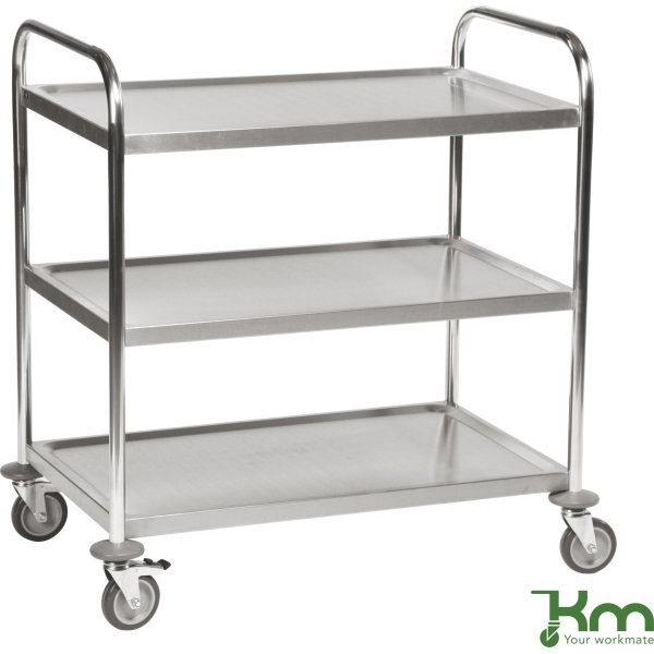 Rustfrit Rullebord, 3 hylder, 910x500x940mm
