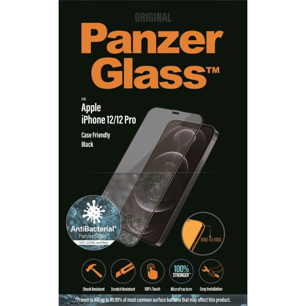 PanzerGlass® casefriendly, iPhone 12/12 Pro, sort