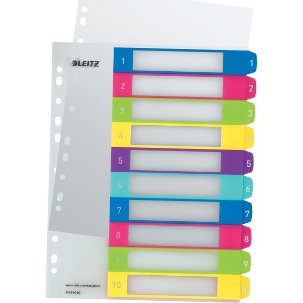 Leitz WOW printerutskrivbart register, A4, 1-10